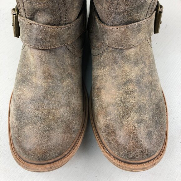 Nine West Women's Size 7M MOTOL1 Brown Faux Leather Back Zip Harness Boots *FLAW - Picture 4 of 16